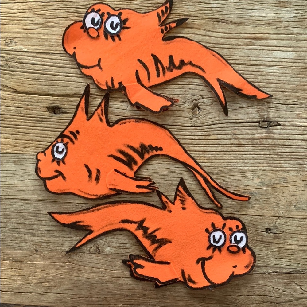 Large Dr. Seuss Orange Fish Homemade Felt Patches - Teacher Decor - Halloween